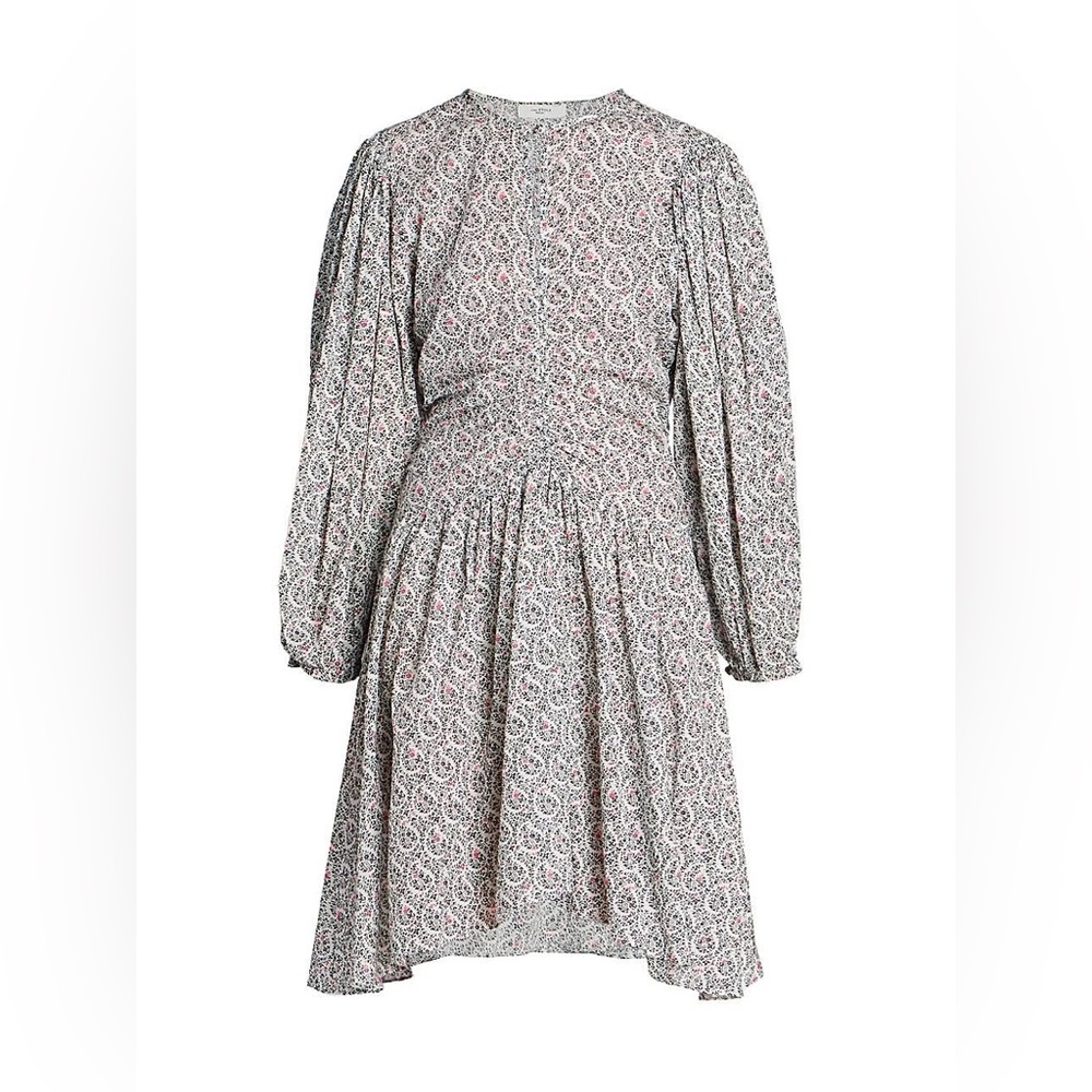 NWOT Isabel Etoile Marant Marili Dress Size 10 Cotton Blouson Sleeves Ruched